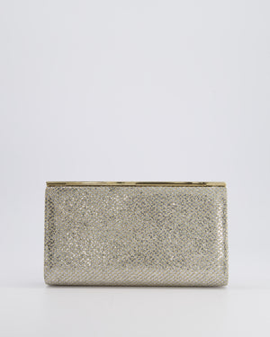 Jimmy Choo Silver Glitter Cayla Evening Clutch Bag with Champagne Gold Hardware RRP £650