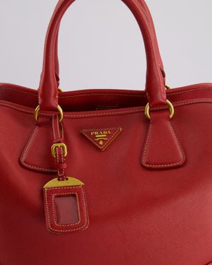 *RARE* Prada Fuoco Red Lux Parabole Tote Bag in Saffiano Leather with Gold Hardware