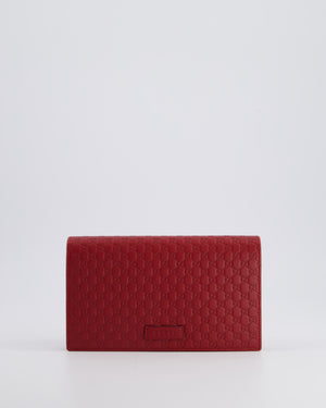 *FIRE PRICE* Gucci Red Wallet on Chain Continental Flap Bag in Micro Guccissima Calfskin Leather and Gold Hardware