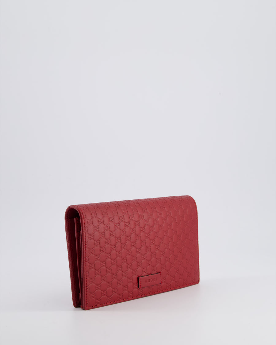 *FIRE PRICE* Gucci Red Wallet on Chain Continental Flap Bag in Micro Guccissima Calfskin Leather and Gold Hardware