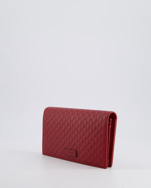 *FIRE PRICE* Gucci Red Wallet on Chain Continental Flap Bag in Micro Guccissima Calfskin Leather and Gold Hardware