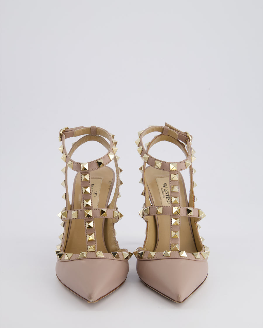 Valentino Beige Leather Rockstud Ankle Strap Pump Heels EU 35.5 RRP £670