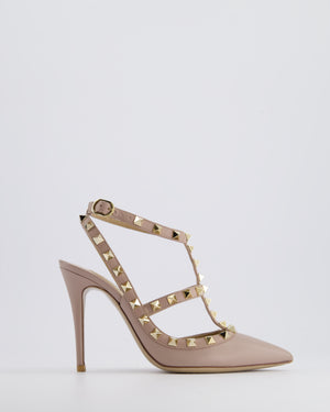 Valentino Beige Leather Rockstud Ankle Strap Pump Heels EU 35.5 RRP £670