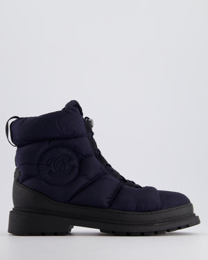 Chanel Navy Padded CC Snow Boots Size EU 39