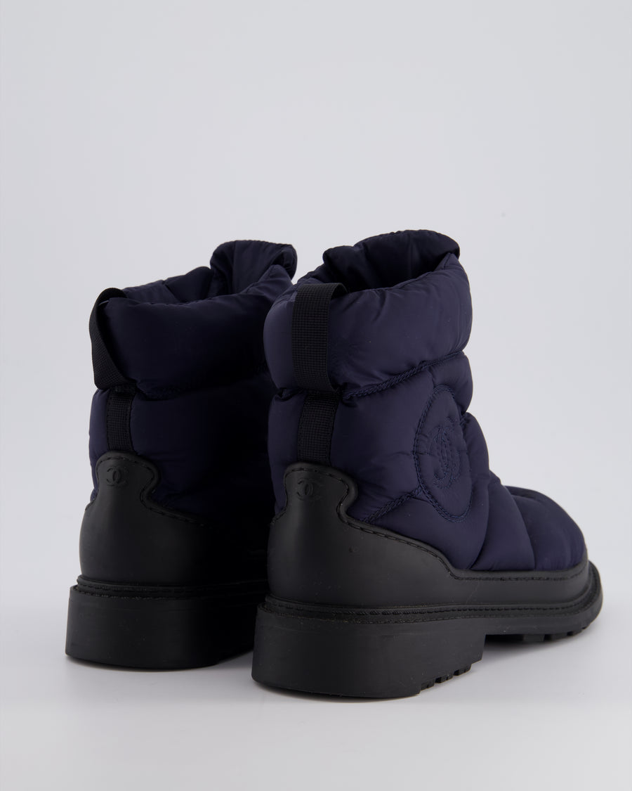 Chanel Navy Padded CC Snow Boots Size EU 39