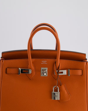 Hermès Birkin 25cm Bag Retourne in Orange Poppy Togo Leather with Palladium Hardware