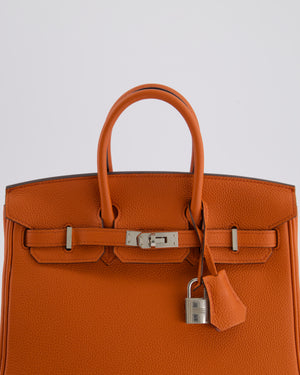 Hermès Birkin 25cm Bag Retourne in Orange Poppy Togo Leather with Palladium Hardware