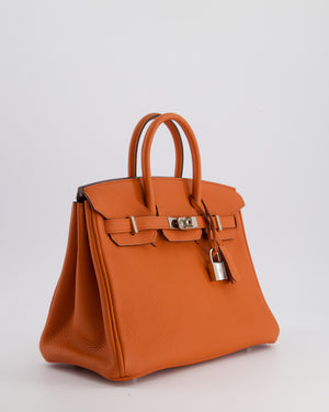 Hermès Birkin 25cm Bag Retourne in Orange Poppy Togo Leather with Palladium Hardware