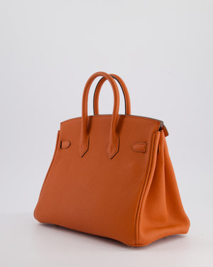 Hermès Birkin 25cm Bag Retourne in Orange Poppy Togo Leather with Palladium Hardware