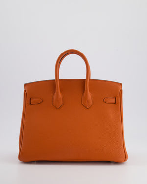 Hermès Birkin 25cm Bag Retourne in Orange Poppy Togo Leather with Palladium Hardware