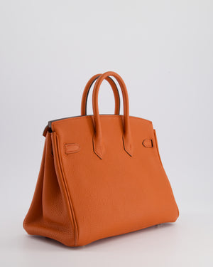 Hermès Birkin 25cm Bag Retourne in Orange Poppy Togo Leather with Palladium Hardware