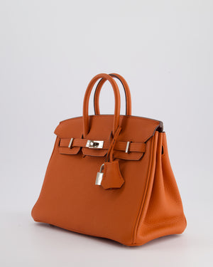 Hermès Birkin 25cm Bag Retourne in Orange Poppy Togo Leather with Palladium Hardware