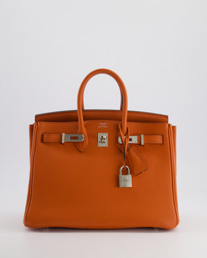 Hermès Birkin 25cm Bag Retourne in Orange Poppy Togo Leather with Palladium Hardware