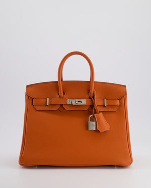 Hermès Birkin 25cm Bag Retourne in Orange Poppy Togo Leather with Palladium Hardware