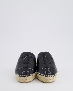 Chanel Black Terry CC Logo Espadrilles with Patent Leather Detail Size EU 36