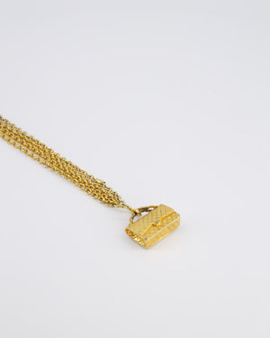 Chanel Vintage Gold Chain Necklace With Classic Flap Handbag Pendant