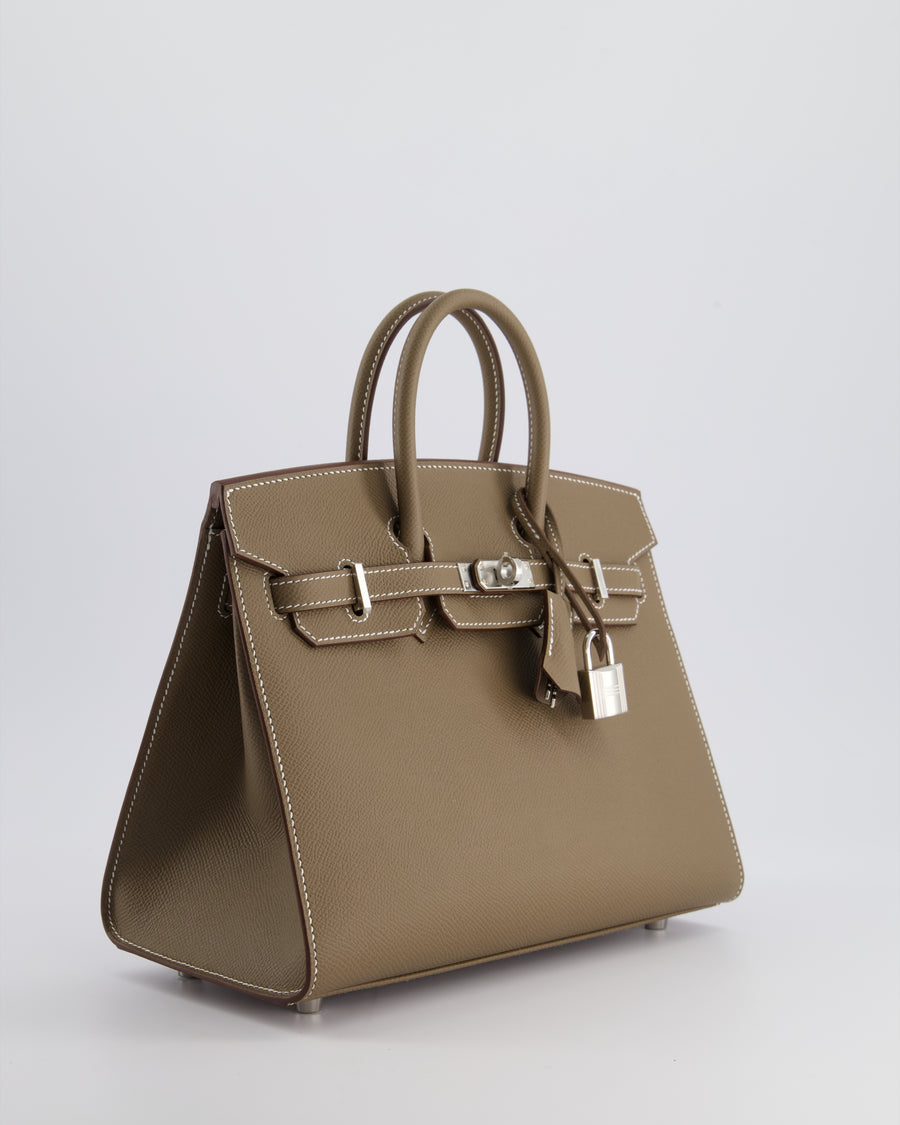 *HOLY GRAIL* Hermès Birkin 25cm Bag Sellier in Etoupe Epsom Leather with Palladium Hardware