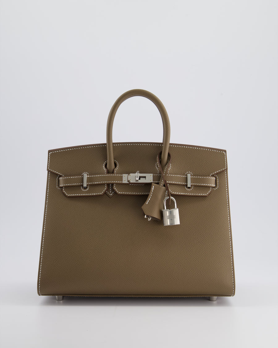 *HOLY GRAIL* Hermès Birkin 25cm Bag Sellier in Etoupe Epsom Leather with Palladium Hardware