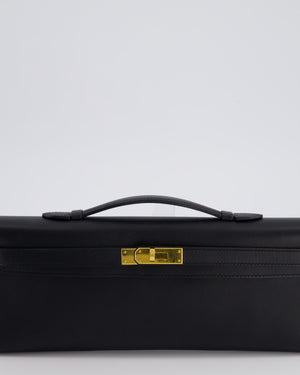 *HOT COLOUR* Hermès Kelly Cut Bag in Black Swift Leather with Gold Hardware