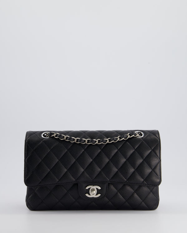 *HOT* Chanel Medium Black Classic Double Flap Bag in Caviar Leather with Silver Hardware