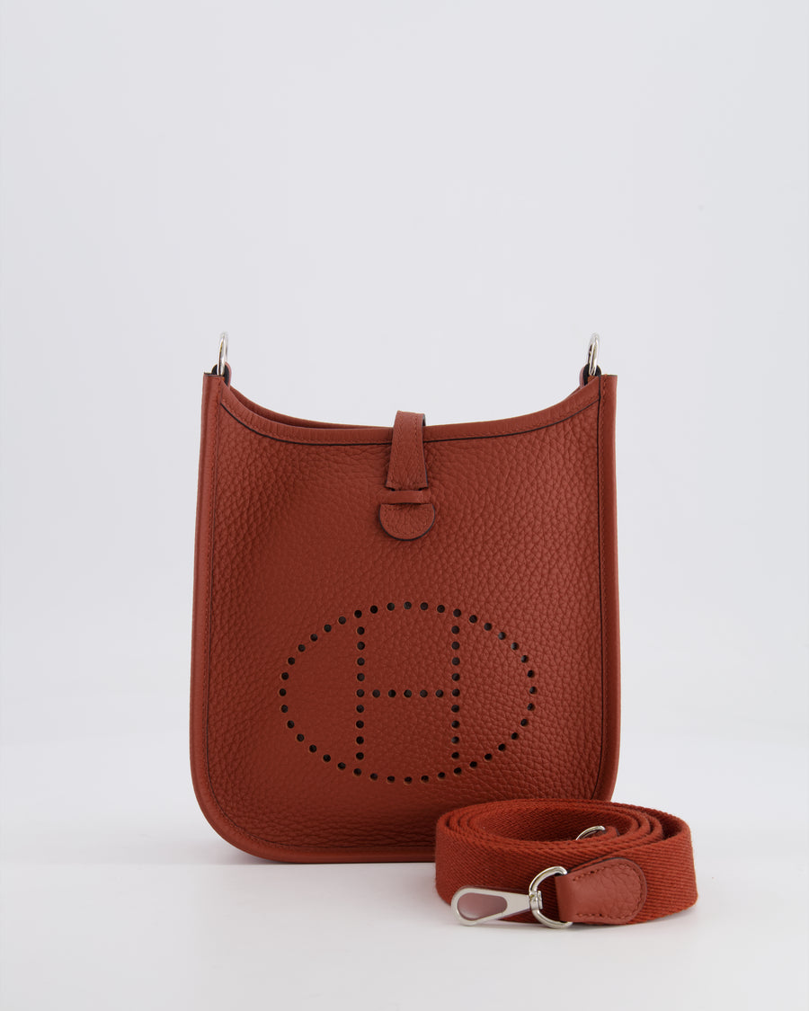 Hermès Mini Evelyne Bag in Cuivre Clemence Leather with Palladium Hardware