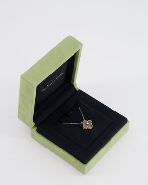 *LIMITED EDITION* Van Cleef & Arpels Alhambra Holiday Pendant in Obsidian and Rose Gold, with Round Diamond