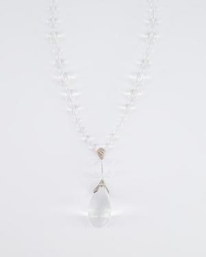 Chanel Clear Resin & Crystal CC Logo Teardrop Pendant Necklace