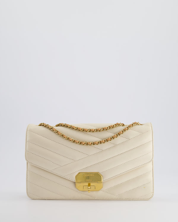 Chanel Cream Gabrielle Quilted Calfskin Bag with Antique Gold Hardware