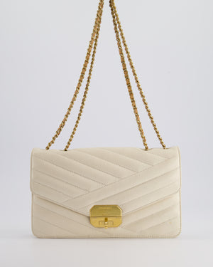 Chanel Cream Gabrielle Quilted Calfskin Bag with Antique Gold Hardware