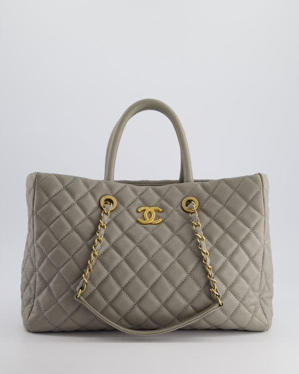 Chanel Dove Grey Tote Bag in Caviar Leather with Brushed Gold Hardware