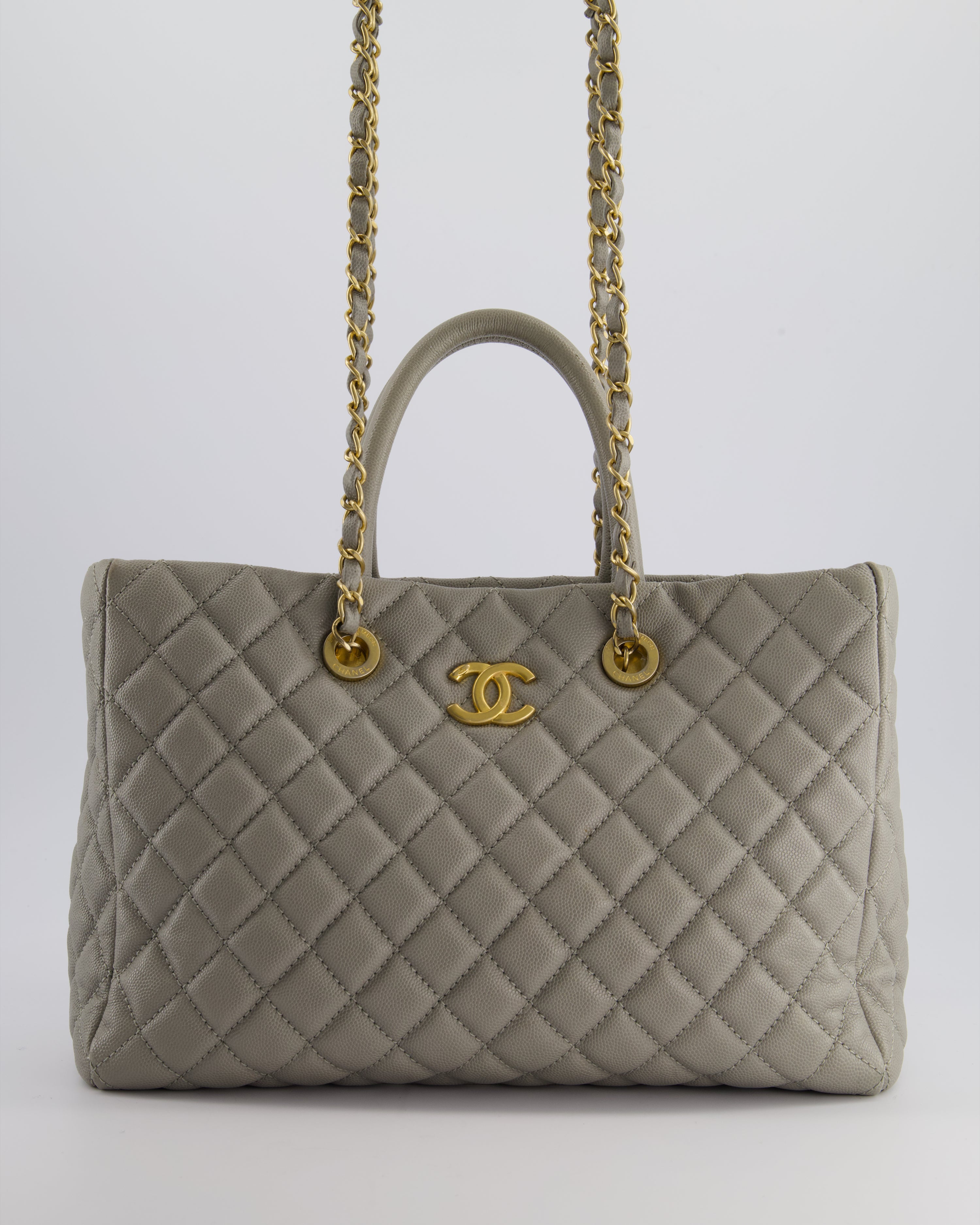 Chanel tote bag grey sale