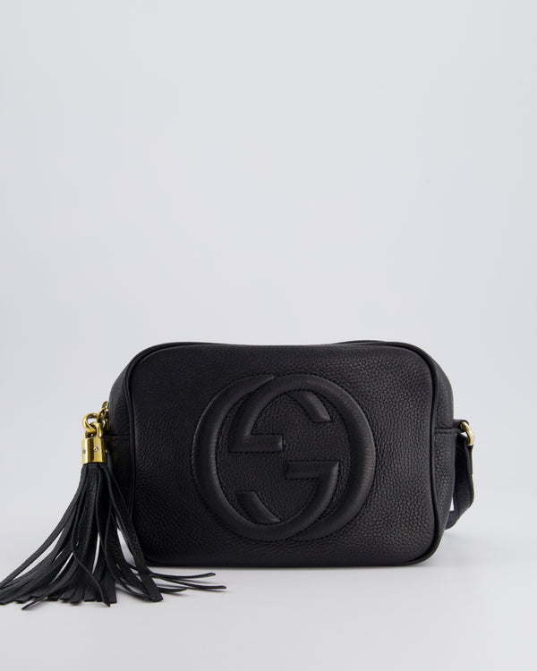 Gucci Black Soho Disco Leather Bag with Strap, Tassel and GG Detail