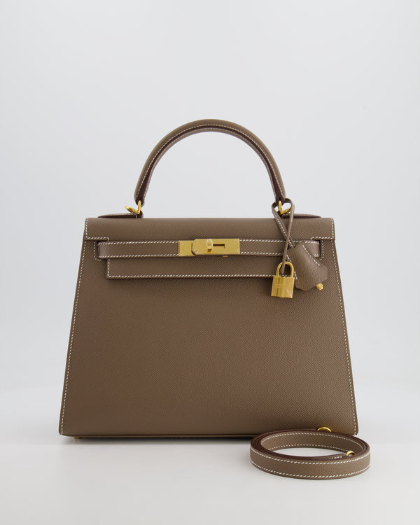 Hermès Kelly 28cm Sellier Bag in Etoupe Epsom Leather with Gold Hardware