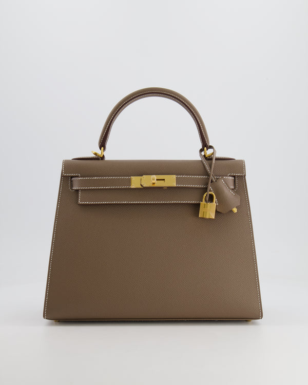 Hermès Kelly 28cm Sellier Bag in Etoupe Epsom Leather with Gold Hardware