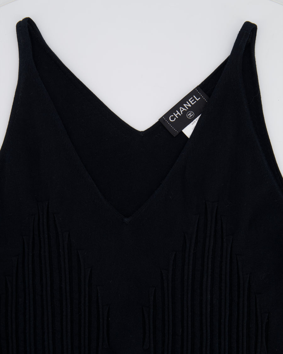 Chanel Black Sleeveless Tank Top with Black Stitched CC Logo Size FR 42 (UK 14)