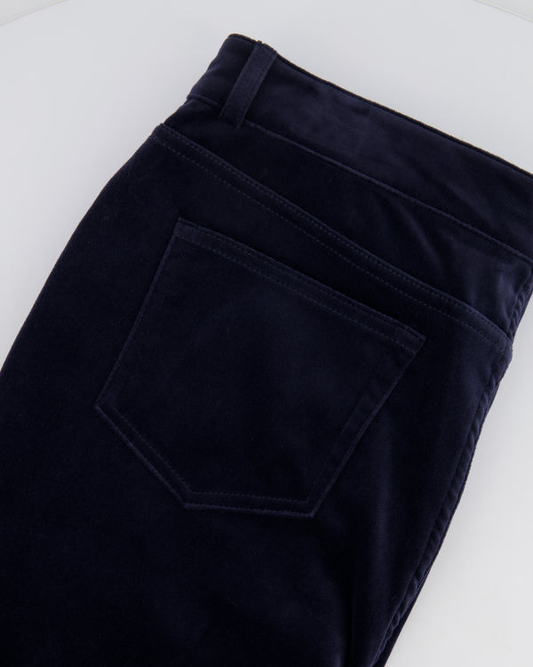 Loro Piana Navy Velvet Straight Leg Trousers Size IT 46 (UK 14) RRP £1,250