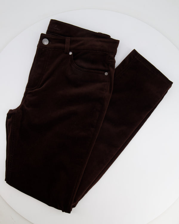 Loro Piana Dark Brown Velvet Straight Leg Trousers Size IT 46 (UK 14) RRP £1,250