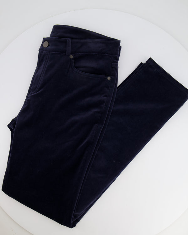 Loro Piana Navy Velvet Straight Leg Trousers Size IT 46 (UK 14) RRP £1,250