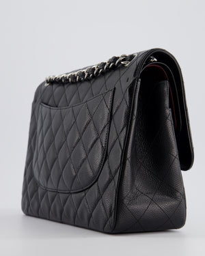 Chanel Black Jumbo Classic Double Flap Bag in Caviar Leather with Palladium Hardware