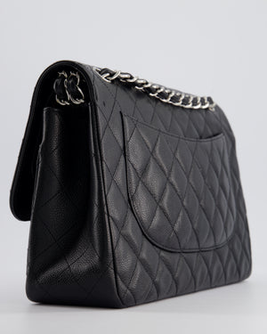 Chanel Black Jumbo Classic Double Flap Bag in Caviar Leather with Palladium Hardware