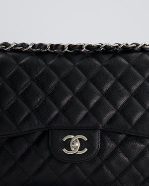 Chanel Black Jumbo Classic Double Flap Bag in Caviar Leather with Palladium Hardware