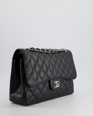 Chanel Black Jumbo Classic Double Flap Bag in Caviar Leather with Palladium Hardware