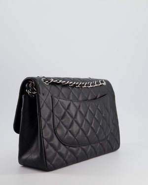 Chanel Black Jumbo Classic Double Flap Bag in Caviar Leather with Palladium Hardware