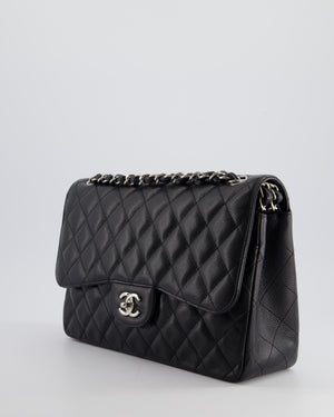 Chanel Black Jumbo Classic Double Flap Bag in Caviar Leather with Palladium Hardware