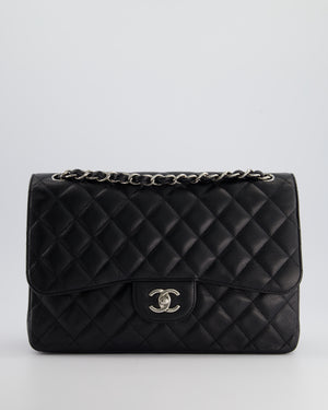 Chanel Black Jumbo Classic Double Flap Bag in Caviar Leather with Palladium Hardware