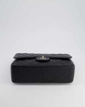 Chanel Black Jumbo Classic Double Flap Bag in Caviar Leather with Palladium Hardware