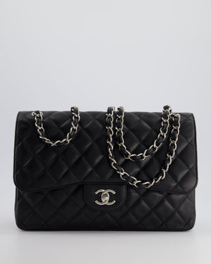 Chanel Black Jumbo Classic Double Flap Bag in Caviar Leather with Palladium Hardware