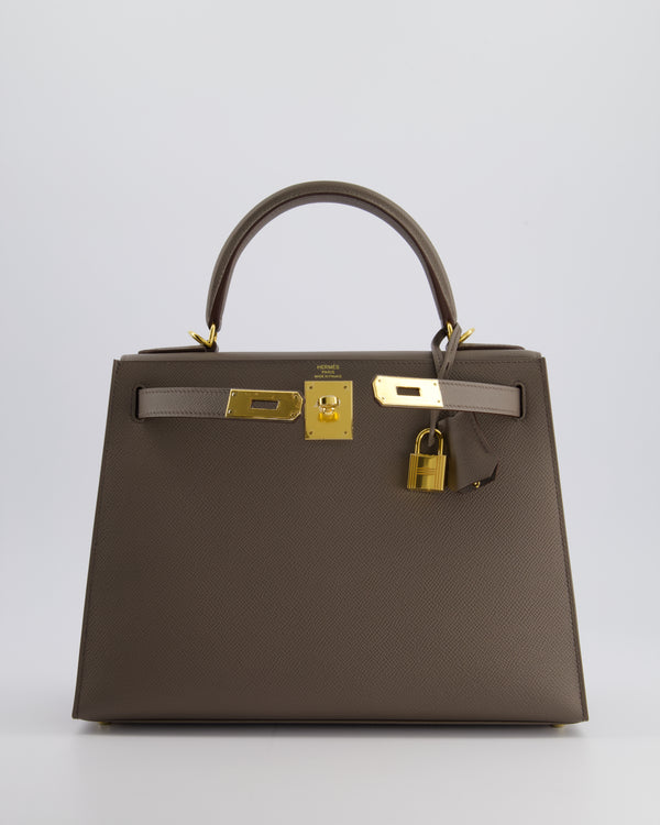 Hermès Kelly Sellier Bag 28cm in Gris Etain Epsom Leather with Gold Hardware