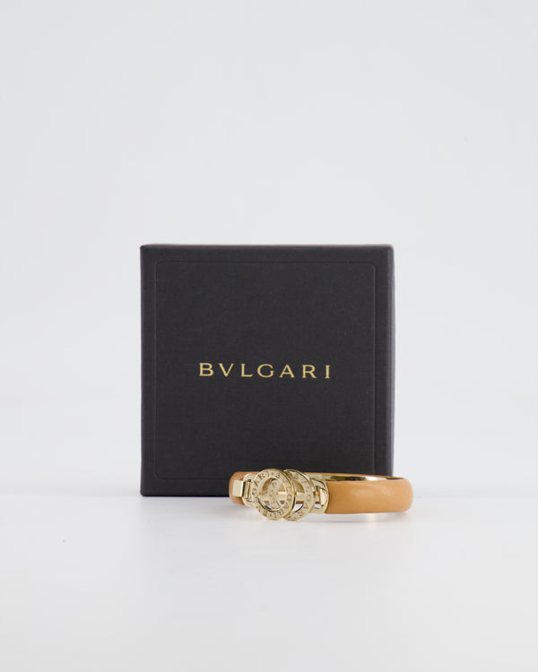 Bvlgari Beige Leather Bangle Bracelet with Champagne Gold Hardware