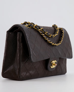 *FIRE PRICE* Chanel Vintage Brown Medium Classic Double Flap Bag in Lambskin Leather with 24K Gold Hardware